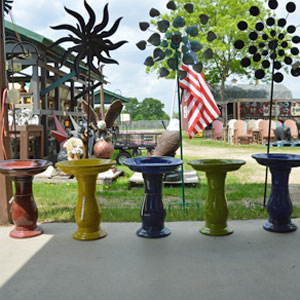 Colorful Bird Baths for Sale at Pepin Country Stop